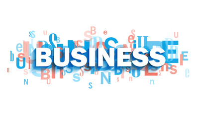 BUSINESS blue and coral typography banner