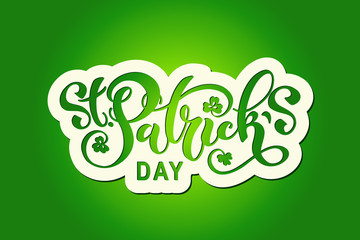 Happy Saint Patrick's day handwritten lettering typography. Hand drawn design elements. Logos and emblems for invitation, card. Vector illustration.