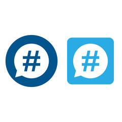 Hashtag icon set in speech bubble. Vector illustration, flat design.