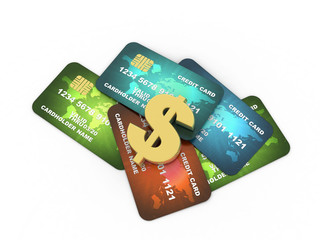 3d rendering  credit or debit card 