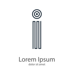 Logotipo abstracto letra i minúscula con lineas paralelas como laberinto en color gris