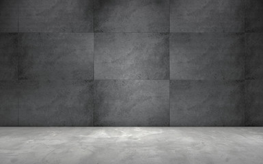 Dark Stone Wall Concrete Background with Floor for Product Placement