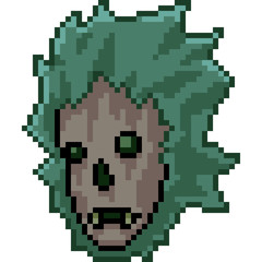 vector pixel art zombie face