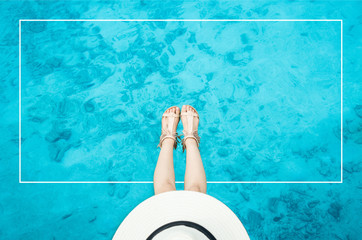 top view of Maldive clear water with white framer text inside