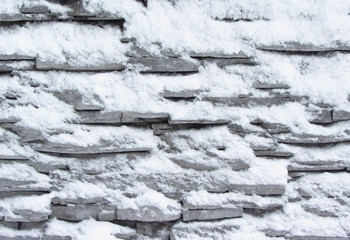 Concrete stone facing background snow winter texture