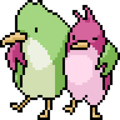 Obraz premium vector pixel art bird couple