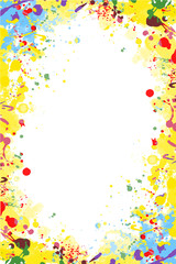 Yellow and blue isolated vector colorful splattered frame for flyers, posters, invitations