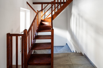Renovated house with wooden stairs