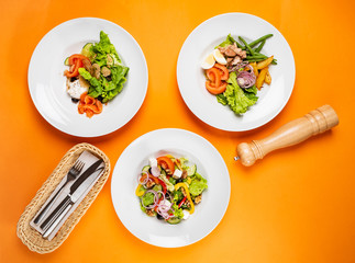 salad on the orange background