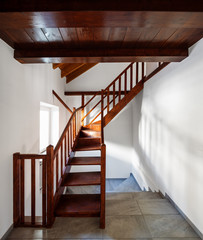 Renovated house with wooden stairs