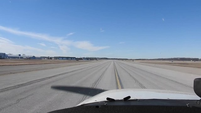 Airplane First Person View Taking Off Runway Showing Propellor Ii