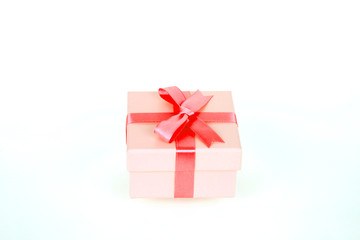 gift box with red bow and white background
