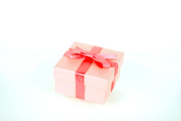 gift box with red bow and white background