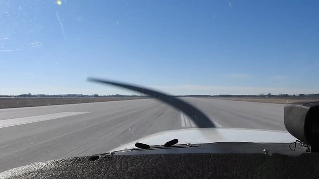 Airplane First Person View Taking Off Runway Showing Propellor