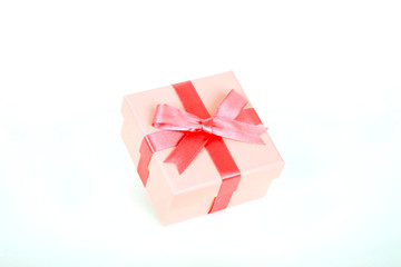 gift box with red bow and white background