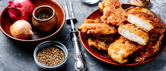 Chicken schnitzel on plate