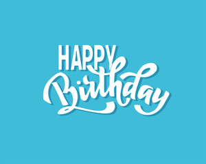 Happy birthday hand lettering text, brush ink calligraphy, vector type design, isolated on white background.