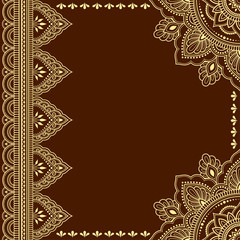 Fototapeta premium Stylized with henna tattoos decorative pattern for decorating covers for book, notebook, casket, magazine, postcard and folder. Mandala and border in mehndi style. Frame in the eastern tradition.