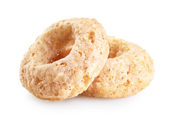 Corn rings isolated on white background.