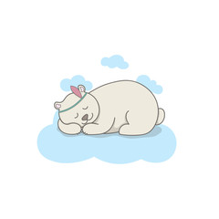 Indian Cute Bear. Vector Illustration.