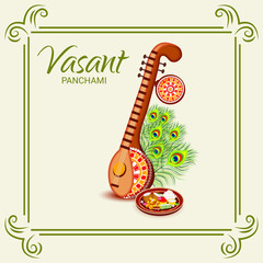 Naklejka premium Vector illustration of a Background/Banner for Vasant Panchami