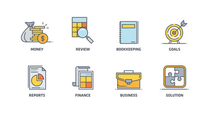 BUSINESS AND FINANCE ICON SET