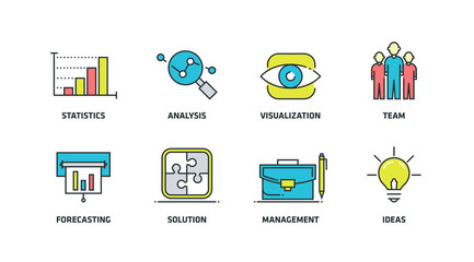 BUSINESS PLAN COLORED ICON SET