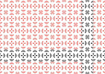 red and black background with ethnic floral ornament for embroidery