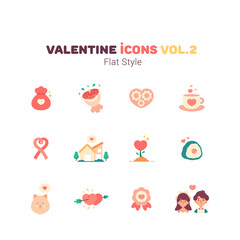 Valentine icons in flat style