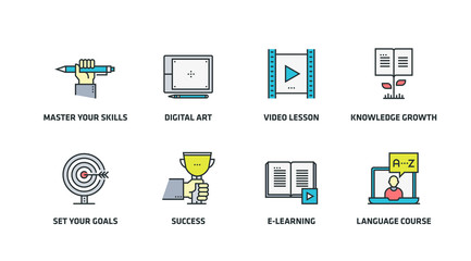 MODERN EDUCATION ICON SET