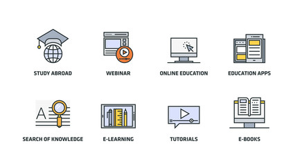 ONLINE EDUCATION ICON SET