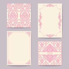 Set collections of cards vintage design elements. Patterns, frames - 247960165
