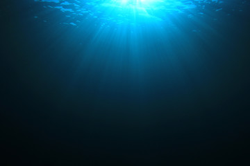 Fototapeta na wymiar Underwater blue background in sea 