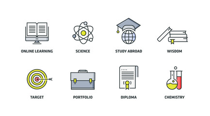 SCHOOL AND EDUCATION ICON SET