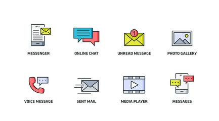 SOCIAL MEDIA ELEMENTS ICON SET