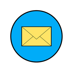 simple yellow envelope mail (email) icon on the blue background. Vector eps 10 illustration.