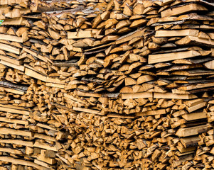 The texture of chopped firewood