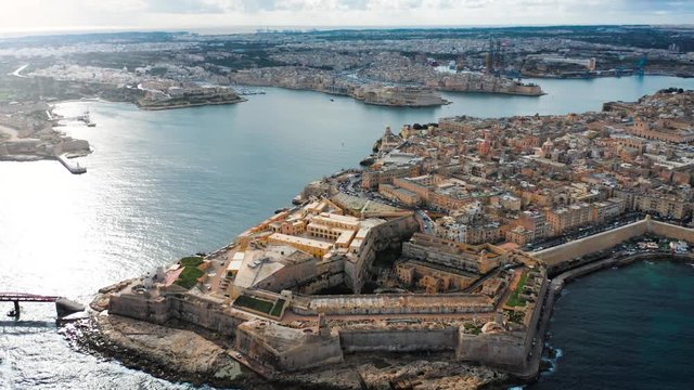 Fort St Elmo, Valletta, Malta, aerial view. Valletta is the southernmost capital of Europe.