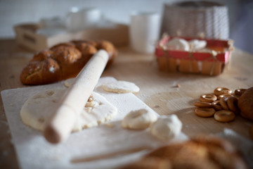 white bread, cupcake, donut, dough, children mold dough