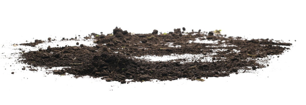Soil, dirt pile isolated on white background