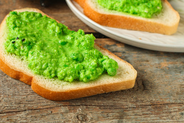 green peas, avocado and vegetable - sandwich (healthy food). food concept. food background