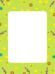 cartoon scene with easter frame on white background - illustration for children