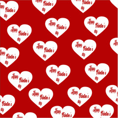 Happy Valentine's Day Hearts Vector Pattern on Red Background