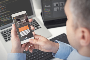 Web designer, programmer working with template