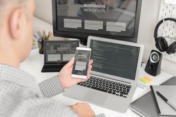 Web designer, programmer working with template