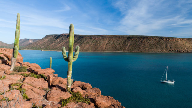 Aerial panoramics from Espiritu Santo Island, Baja California Sur, Mexico.