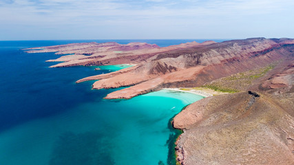 Aerial panoramics from Espiritu Santo Island, Baja California Sur, Mexico. - 247969920