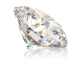 Big diamond isolated on white background, side view