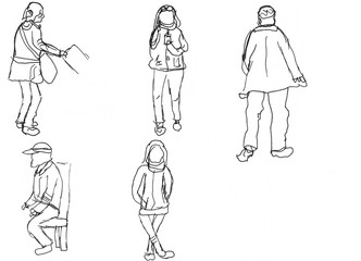 Fototapeta na wymiar Illustration of different poses of people