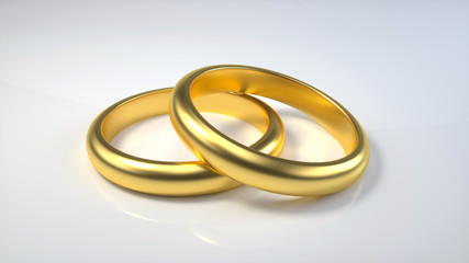 Golden Wedding Rings  Isolated On The White Background - 3D Illustration